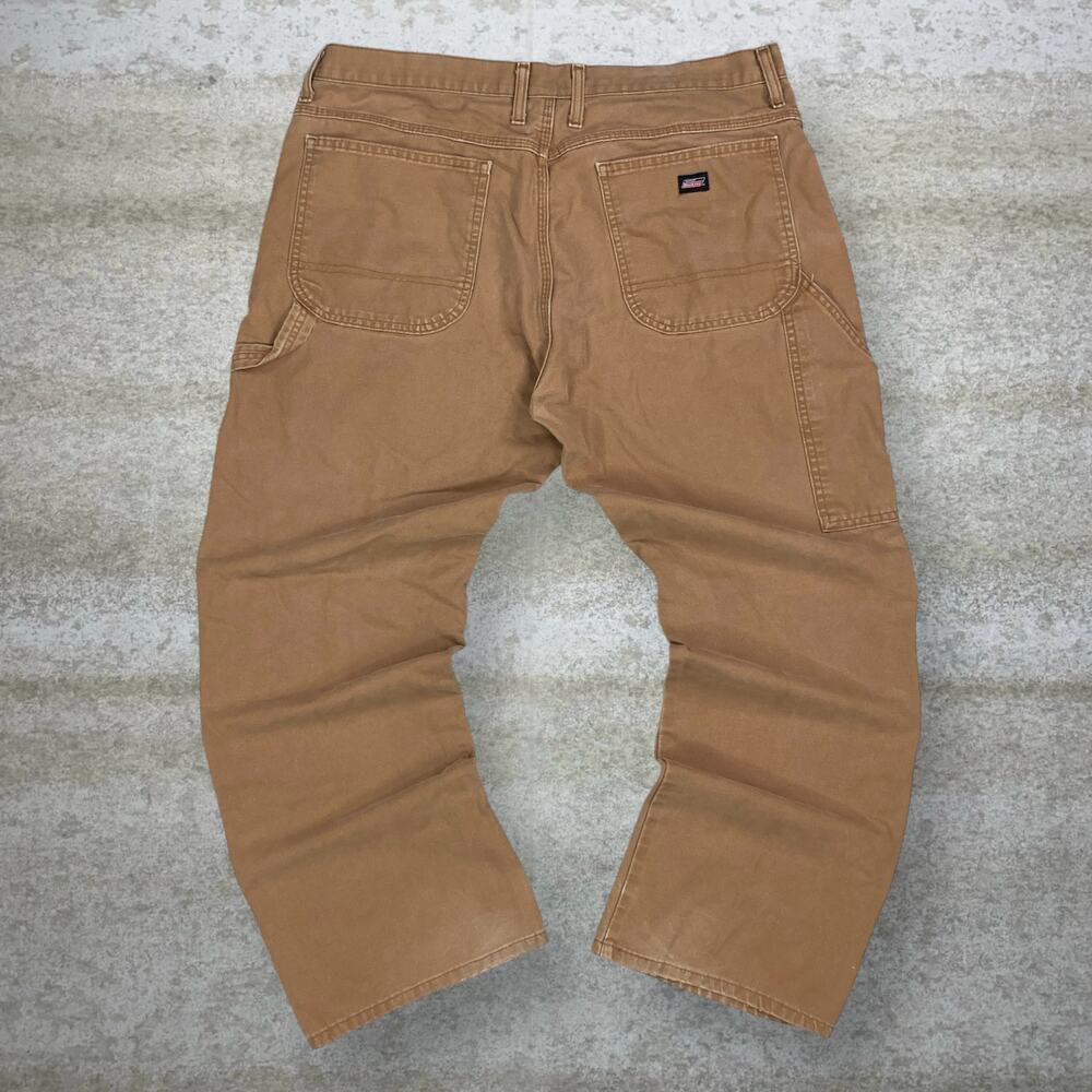 Vintage 90s Dickies Carpenter Pants 38x30 Baggy Wide Leg Tan Canvas Dungarees